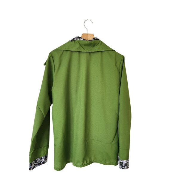 70's Green Leisure Suit Costume Disco Shirt Pants Set Cosplay Comic Con Party - Picture 7 of 13